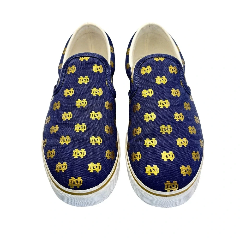 Notre Dame Fighting Irish Unisex Slip On Canvas Shoes‎ Gold Logo Size M6.5/W8